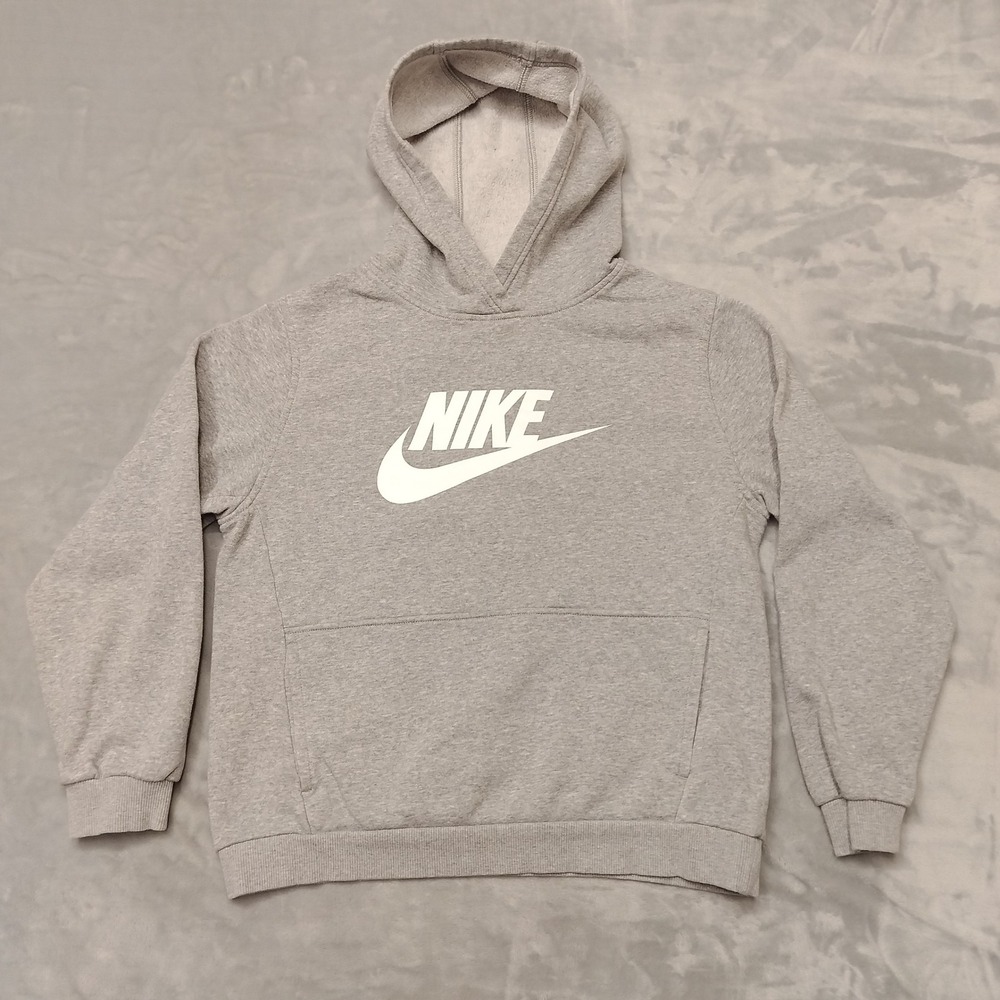 Nike Jacket Kids XL Gray Pullover Hoodie Fleece Logo Sportswear Activewear